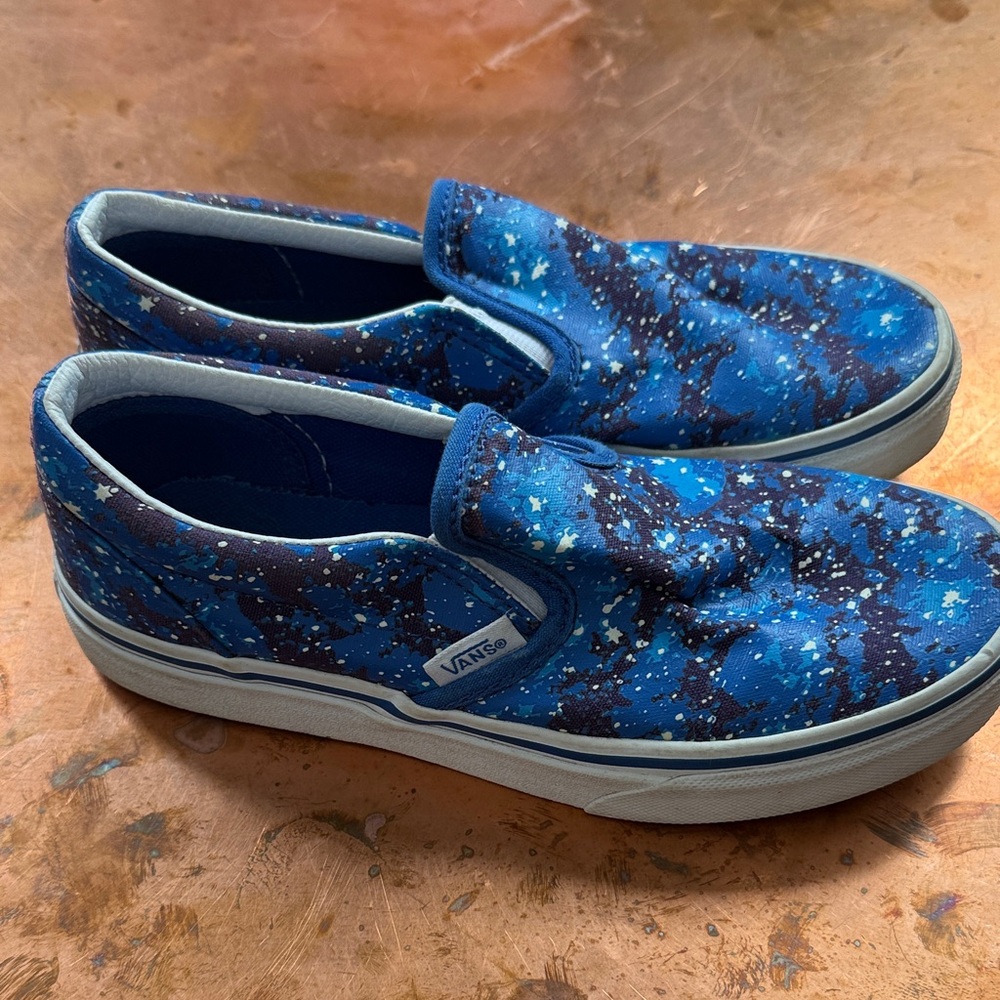 Vans Kids Galaxy Blue Slip-On Sneakers